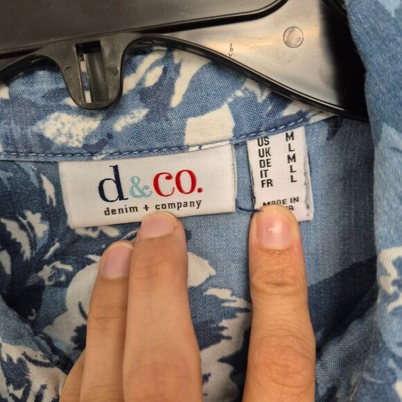 Denim & Co. Womens Floral Button-Up Shirt Long Sleeve Cottage Core Top L - Picture 3 of 6